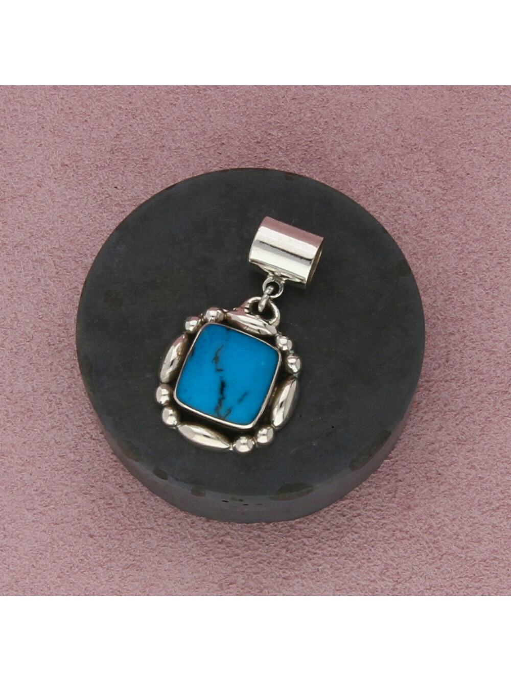 mexico sterling silver vintage turquoise dangle slider pendant